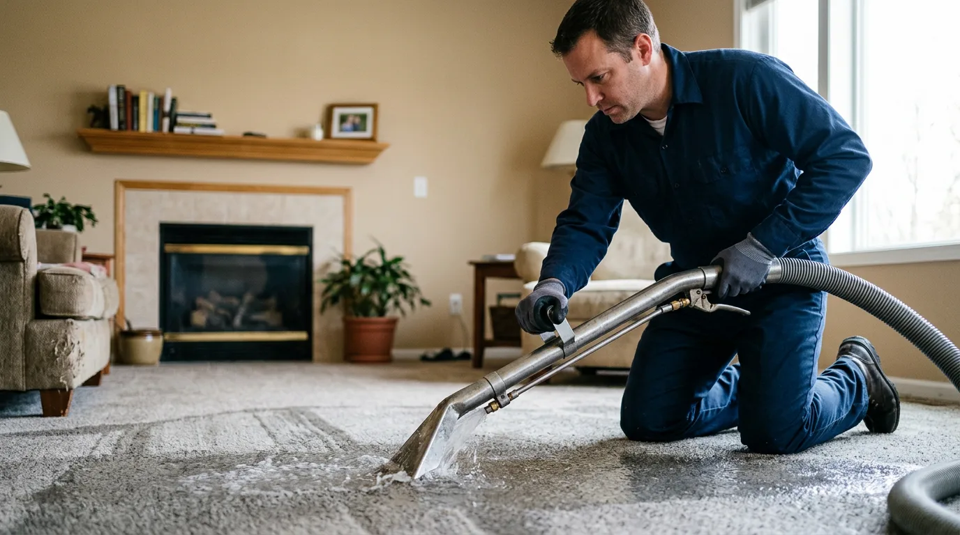 Water damage restoration technician working near La Fargeville, NY
